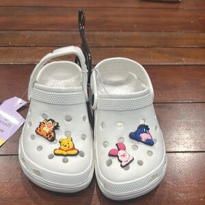 Kids White Clogs with Cartoon Charms
